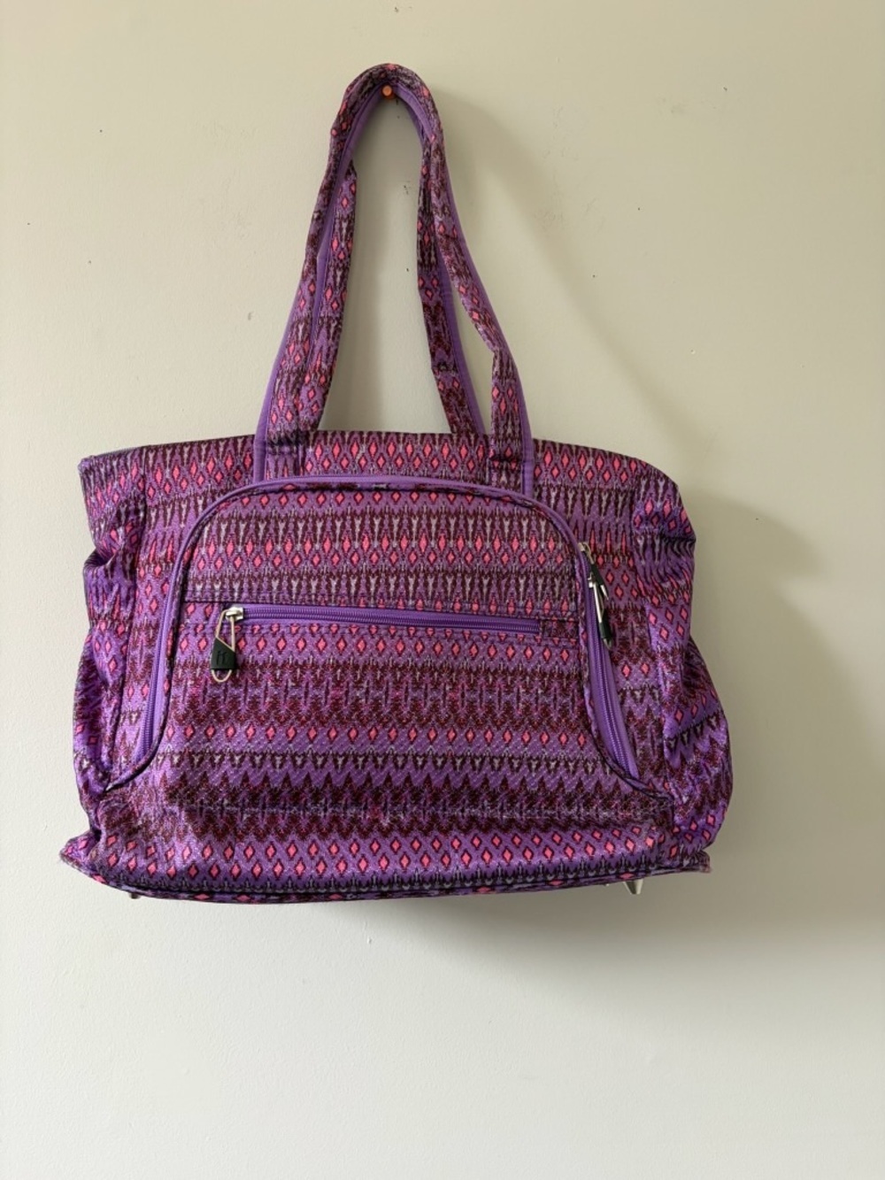 Purple Patterned Tote Bag - Spacious Women's Shoulder Bag